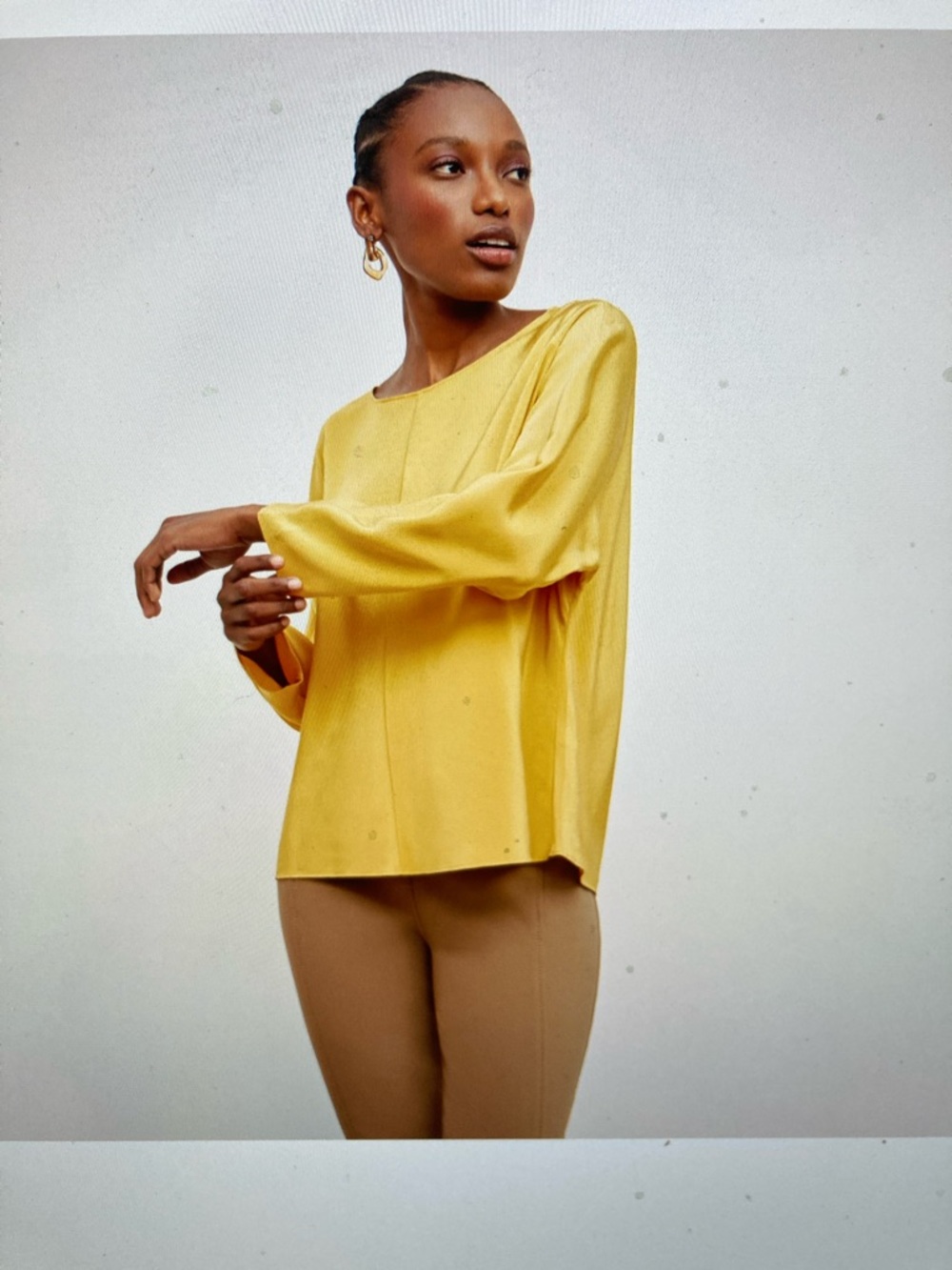 MM.LaFleur Golden Yellow Boatneck Long-Sleeve Blouse